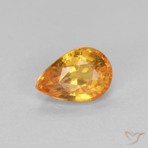 0.61ct 자연스러운 금 사파이어, 배 모양, VVS-VS