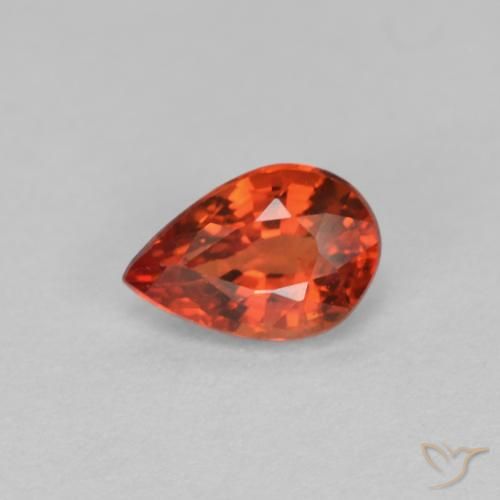 0.54ct 자연스러운 딥 앰버 레드 사파이어, 배 모양, VVS-VS