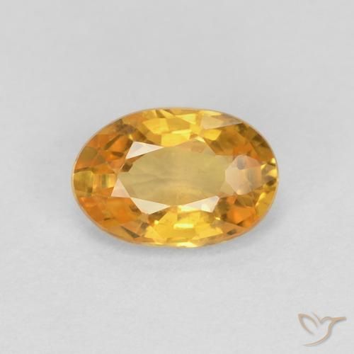 0.56ct 자연스러운 딥 골든 오렌지 사파이어, 타원형, VS