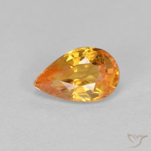 0.56ct 자연스러운 미디엄 오렌지 사파이어, 배 모양, VVS