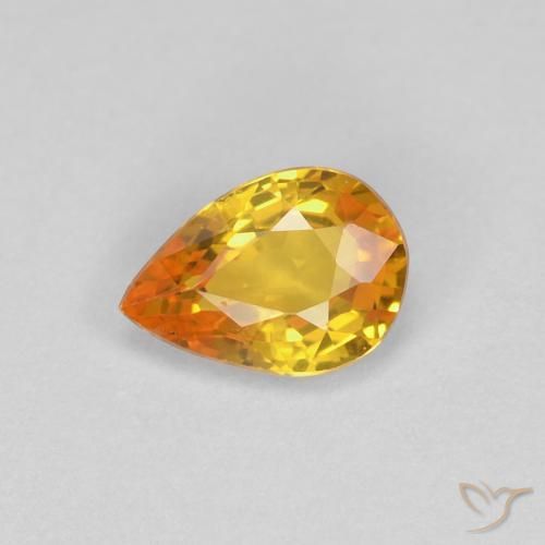0.46ct 자연스러운 미디엄 오렌지 사파이어, 배 모양, VVS