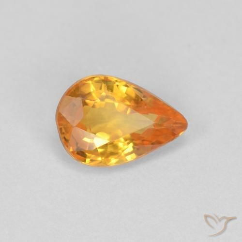 0.54ct 자연스러운 미디엄 오렌지 사파이어, 배 모양, VVS