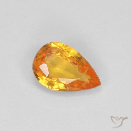 0.51ct 자연스러운 살구 오렌지 사파이어, 배 모양, VVS