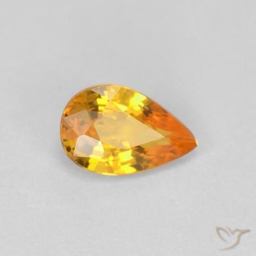 0.55ct 자연스러운 미디엄 오렌지 사파이어, 배 모양, VVS