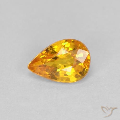 0.55ct 자연스러운 살구 오렌지 사파이어, 배 모양, VVS