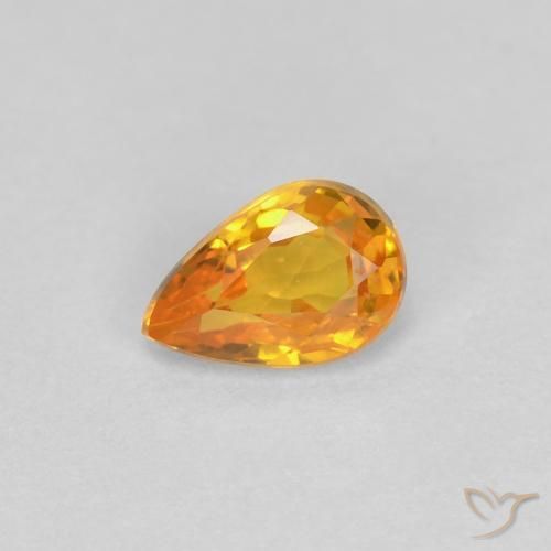 0.46ct 자연스러운 미디엄 오렌지 사파이어, 배 모양, VVS