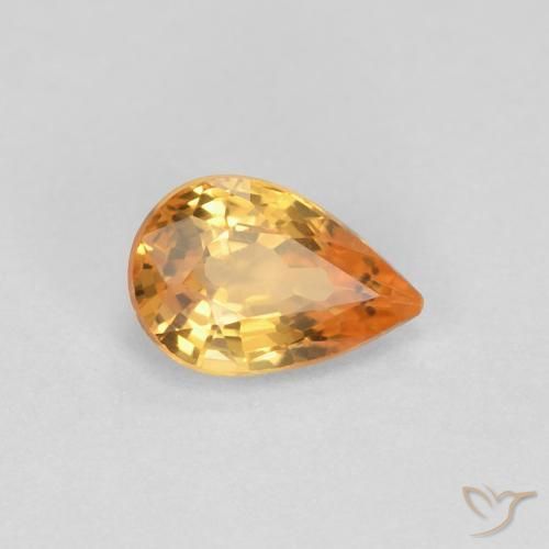 0.61ct 자연스러운 미디엄 오렌지 사파이어, 배 모양, VVS