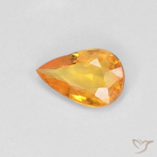 0.33ct 자연스러운 살구 오렌지 사파이어, 배 모양, VS