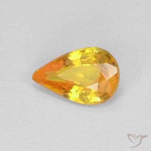 0.47ct 자연스러운 미디엄 오렌지 사파이어, 배 모양, VVS