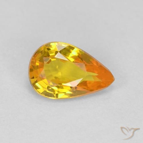 0.53ct 자연스러운 미디엄 오렌지 사파이어, 배 모양, VVS