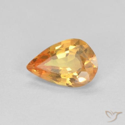0.42ct 자연스러운 밝은 주황색 사파이어, 배 모양, VVS