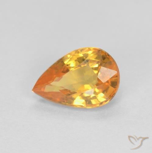 0.57ct 자연스러운 오렌지-골드 사파이어, 배 모양, VVS