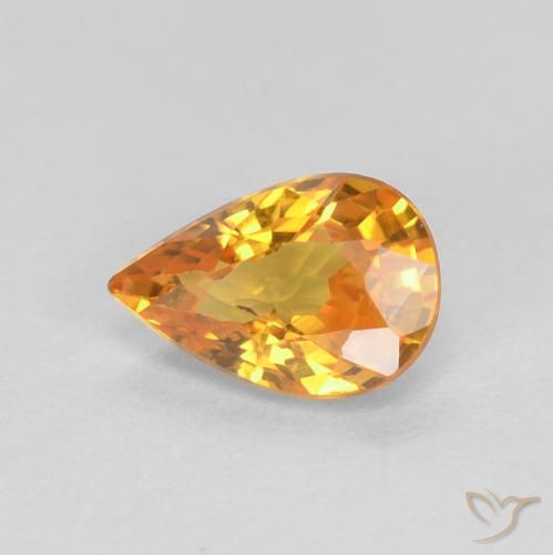 0.56ct 자연스러운 미디엄 오렌지 사파이어, 배 모양, VVS-VS