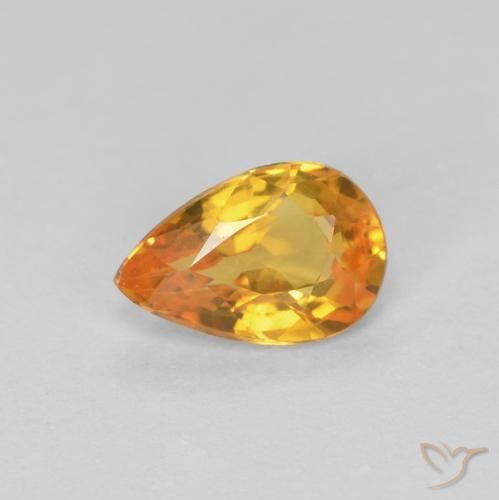 0.49ct 자연스러운 미디엄 오렌지 사파이어, 배 모양, VVS