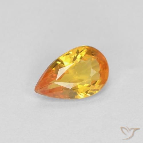 0.42ct 자연스러운 살구 오렌지 사파이어, 배 모양, VVS