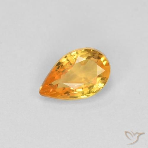 0.44ct 자연스러운 미디엄 오렌지 사파이어, 배 모양, VVS