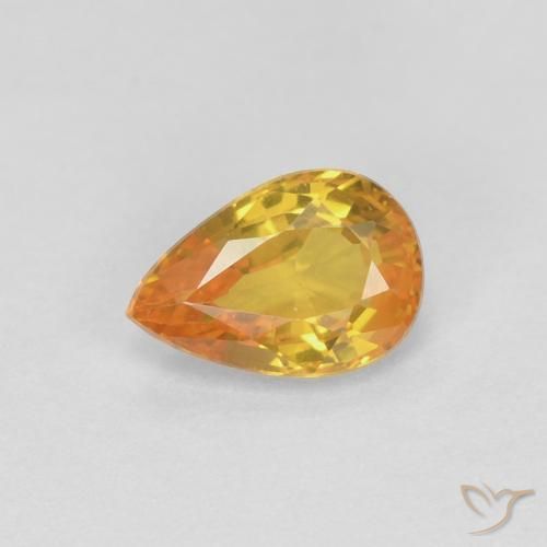 0.54ct 자연스러운 미디엄 오렌지 사파이어, 배 모양, VVS