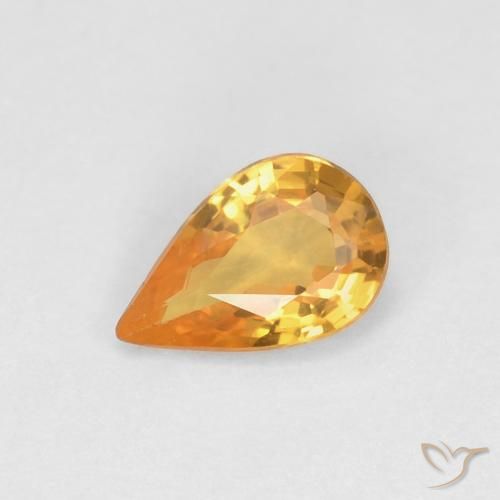 0.49ct 자연스러운 살구 오렌지 사파이어, 배 모양, VVS