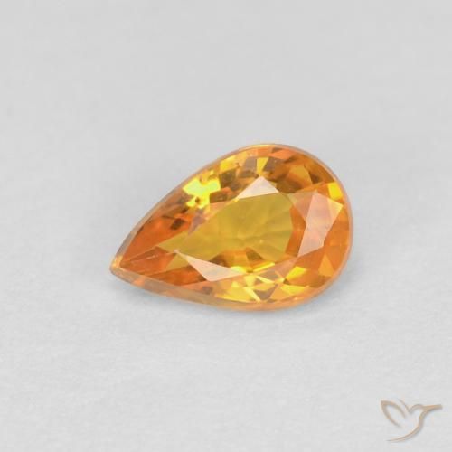 0.51ct 자연스러운 살구 오렌지 사파이어, 배 모양, VVS