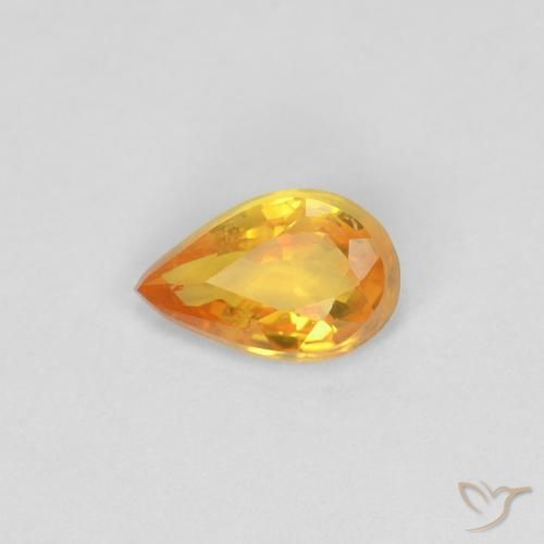 0.40ct 자연스러운 미디엄 오렌지 사파이어, 배 모양, VVS-VS