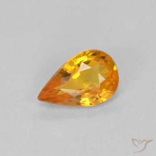 0.52ct 자연스러운 살구 오렌지 사파이어, 배 모양, VVS