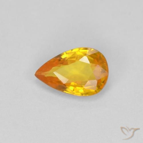 0.47ct 자연스러운 미디엄 오렌지 사파이어, 배 모양, VVS