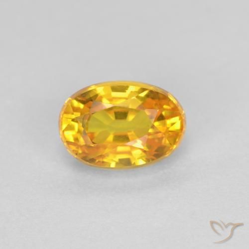 0.73ct 자연스러운 골든 사파이어, 타원형, VVS