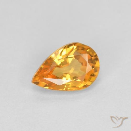 0.58ct 자연스러운 미디엄 오렌지 사파이어, 배 모양, VVS