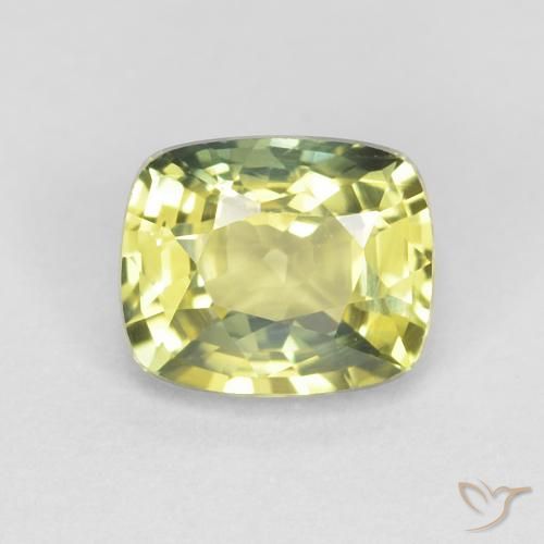 0.85ct 자연스러운 녹황색 사파이어, 방석, VVS