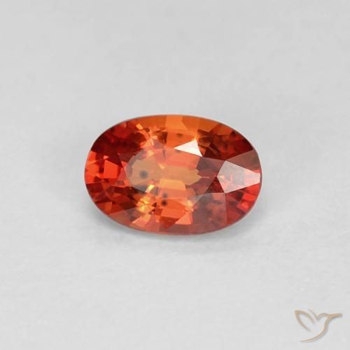 0.55ct 자연스러운 파이어 레드 사파이어, 타원형, VVS