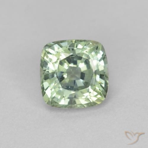 0.97ct 자연스러운 옅은 녹색 사파이어, 방석, VVS