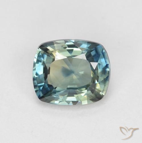 0.96ct 자연스러운 초록빛이 도는 파란색 사파이어, 방석, VVS