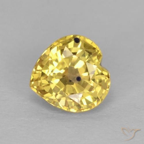 0.59ct 자연스러운 연노랑 사파이어, 마음, VS