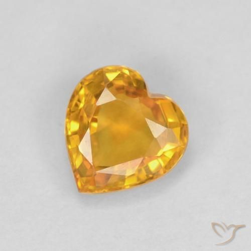 0.48ct 자연스러운 오렌지-골드 사파이어, 마음, VVS-VS