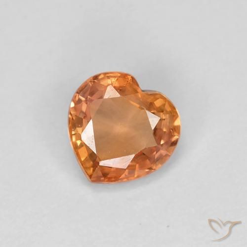 0.44ct 자연스러운 따뜻한 오렌지 사파이어, 마음, VVS