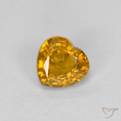 0.41ct 자연스러운 미디엄 오렌지-골드 사파이어, 마음, VS
