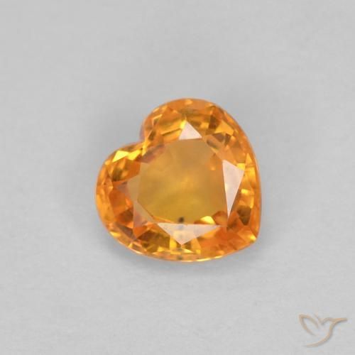0.45ct 자연스러운 밝은 주황색 사파이어, 마음, VVS-VS