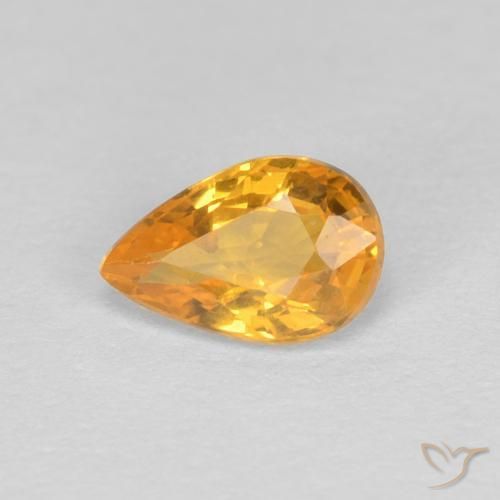 0.47ct 자연스러운 오렌지-골드 사파이어, 배 모양, VVS