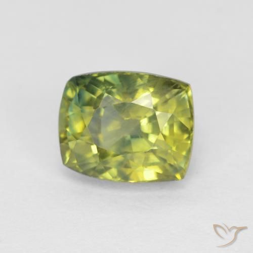 0.98ct 자연스러운 Medium Light Green 사파이어, 방석, VVS-VS