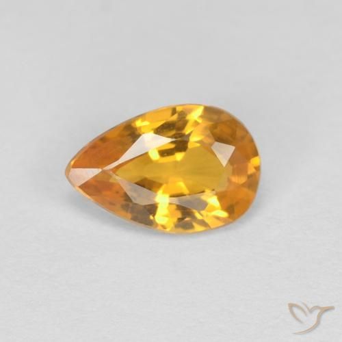 0.42ct 자연스러운 오렌지-골드 사파이어, 배 모양, VVS