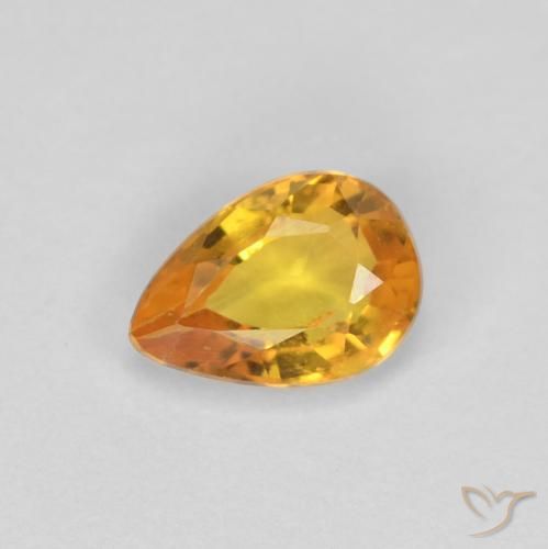 0.46ct 자연스러운 딥 오렌지-골드 사파이어, 배 모양, VS-SI