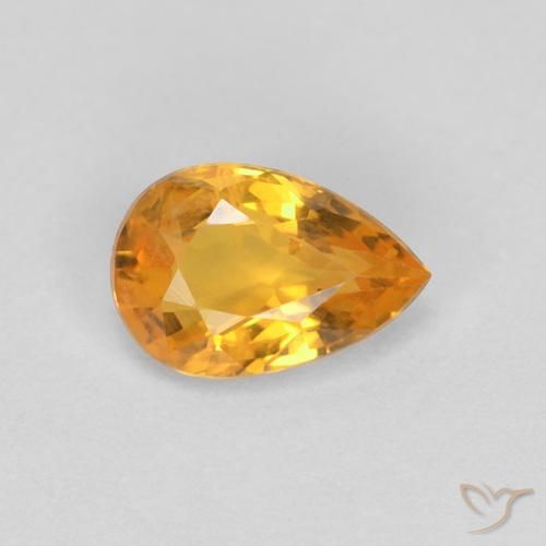 0.50ct 자연스러운 미디엄 오렌지 사파이어, 배 모양, VS-SI