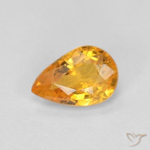 0.54ct 자연스러운 딥 오렌지-골드 사파이어, 배 모양, VS-SI