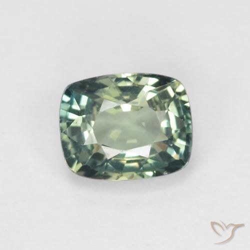 0.93ct 자연스러운 미디엄 블루 그린 사파이어, 방석, VVS