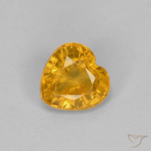 0.47ct 자연스러운 딥 오렌지-골드 사파이어, 마음, VS