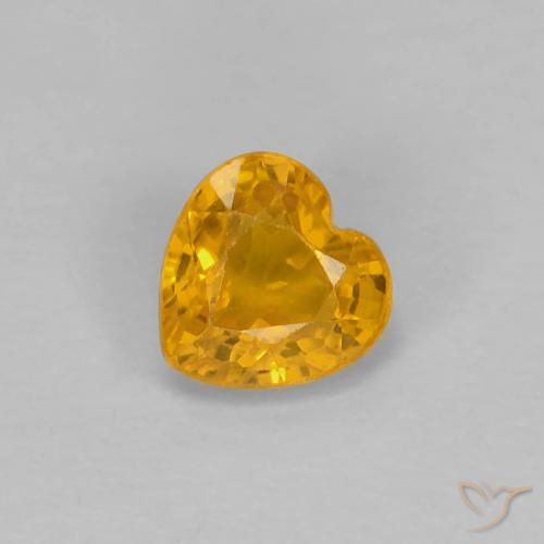 0.43ct 자연스러운 다크 오렌지-골드 사파이어, 마음, VS