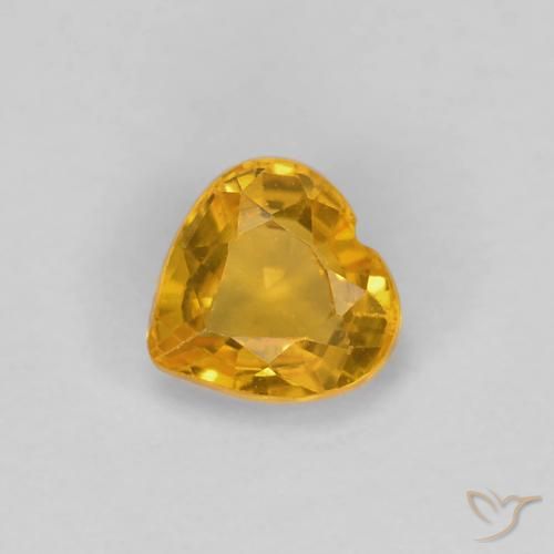 0.48ct 자연스러운 딥 오렌지-골드 사파이어, 마음, VS