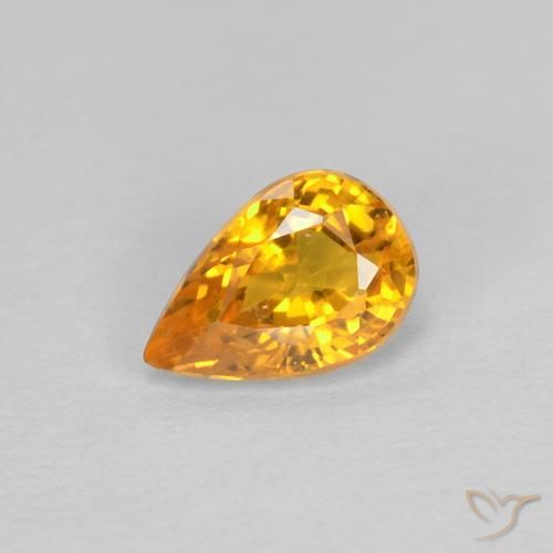 0.60ct 자연스러운 다크 오렌지-골드 사파이어, 배 모양, VVS
