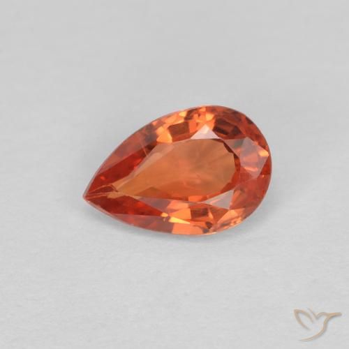 0.50ct 자연스러운 붉은 오렌지 사파이어, 배 모양, VVS