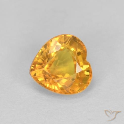 0.48ct 자연스러운 다크 오렌지-골드 사파이어, 마음, VS